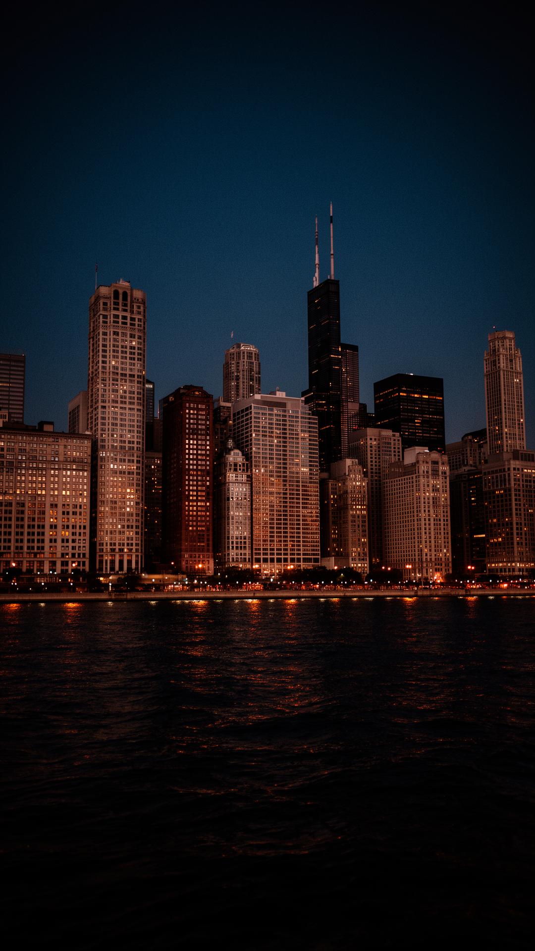 Chicago skyline at dusk